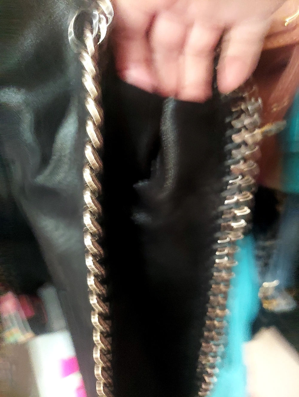 Stella McCartney black Whipstitch Chain-Trim Suede  Tote Bag Made In Italy - Picture 14 of 16